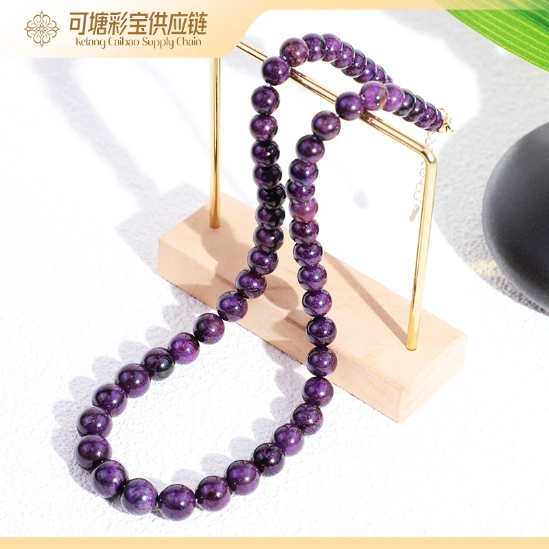 南非舒俱来 18K金 传世级SS级 老油紫 舒俱来圆珠塔链 KTCB-2849