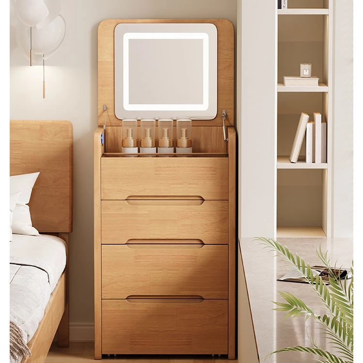 【新客立减】纯实木北欧风翻盖梳妆台小型床头化妆柜多功能梳妆台