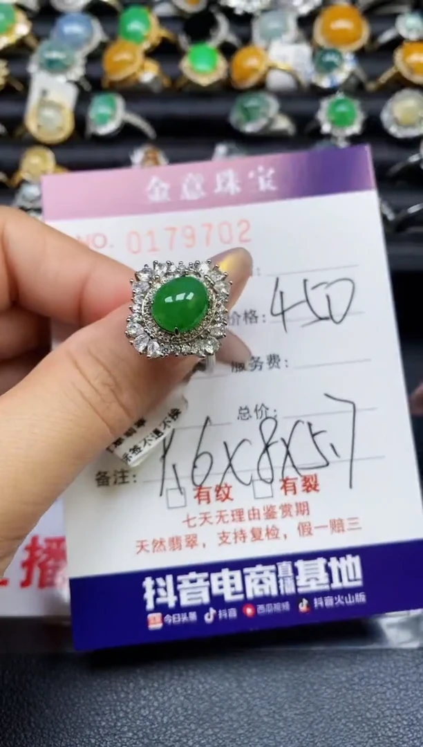 【闪购商品】翡翠戒指银S925镶嵌9702