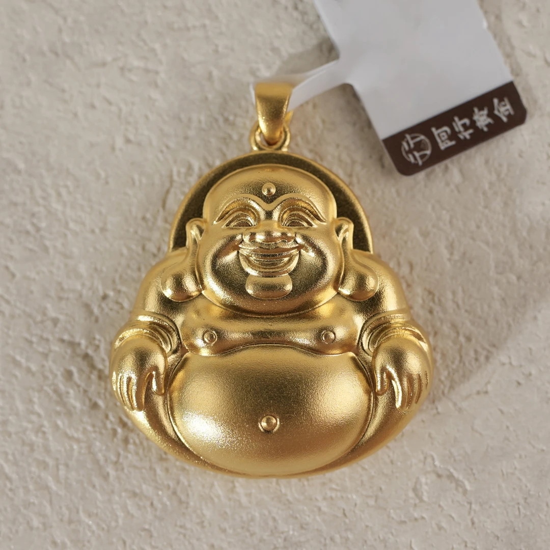 阿行•足金999【大肚佛】吊坠古法黄金弥勒佛颈饰-不支持七天无理由
