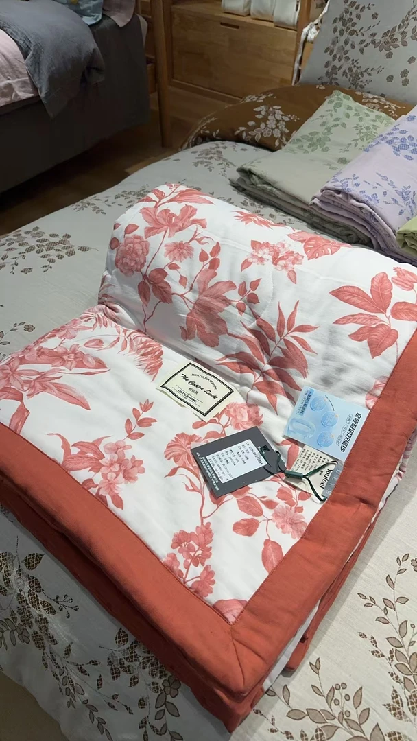 可机洗/全棉双层纱面料/填充长绒棉棉花/夏被/单人/双人尺寸/叶语