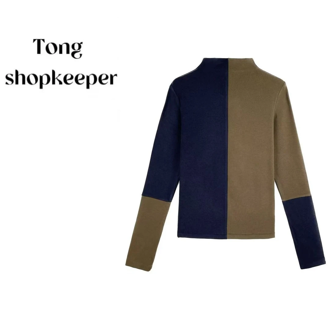 QJ/彤掌柜1681003【红人上新】德绒绵羊毛秋冬保暖拼接设计上衣内搭