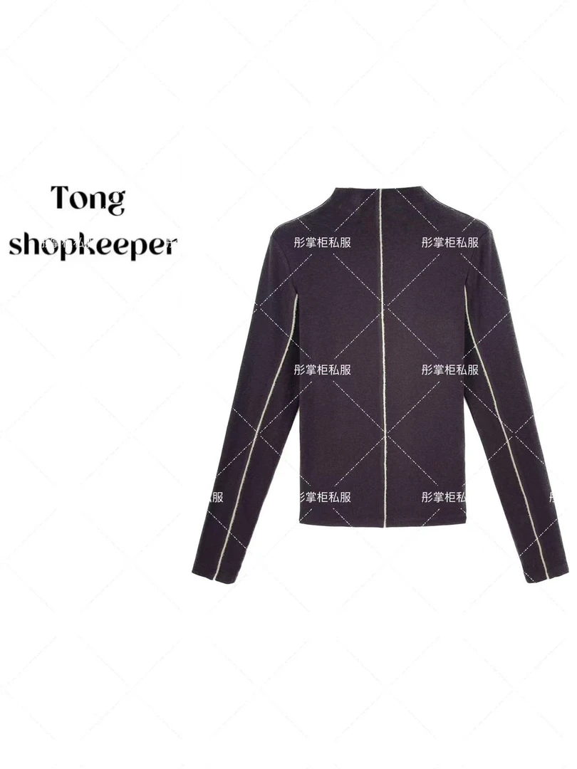 QJ/彤掌柜1681103【红人上新】德绒绵羊毛秋冬24简约线条上衣内搭