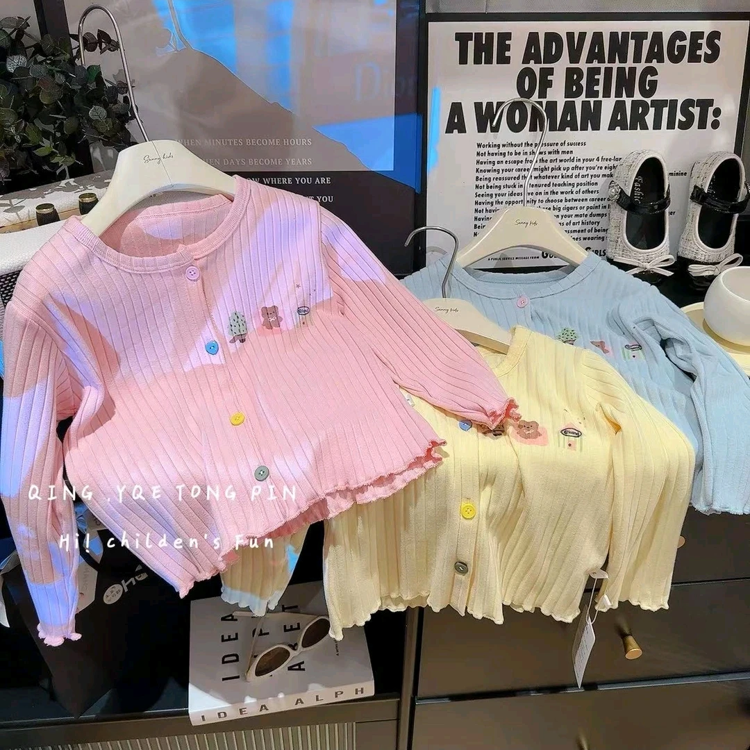 【宠粉福利】女宝春季针织柔软开衫卡通彩扣长袖外套韩版宝宝童装