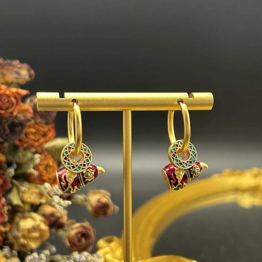 铜合金耳饰 【320】新中式小众复古轻奢葫芦耳扣国风时尚百搭耳饰女