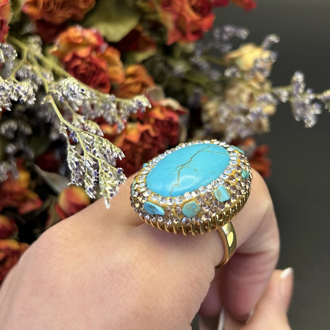 铜合金戒指 【292】时尚蓝色中古戒指复古小众气质民族风首饰