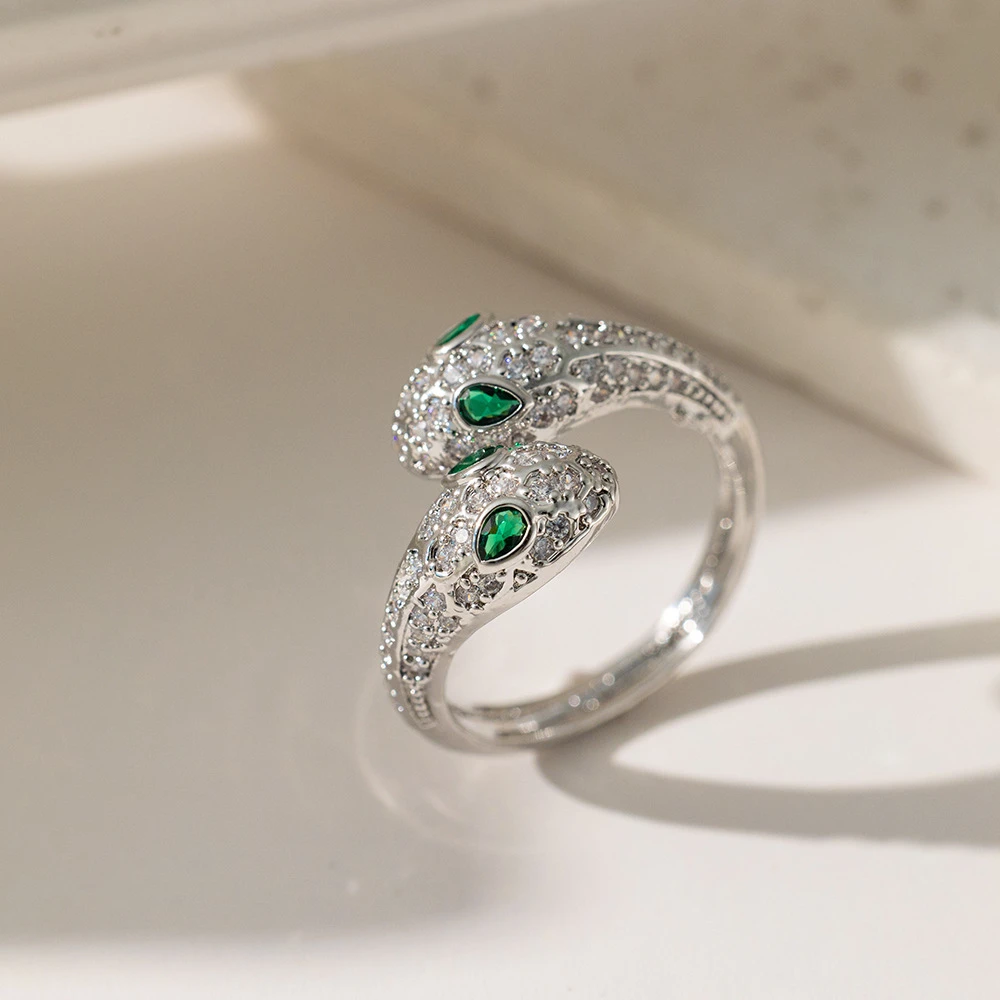 铜合金戒指 【236】双头蛇戒指女轻奢蛇形个性食指戒小众设计感指环