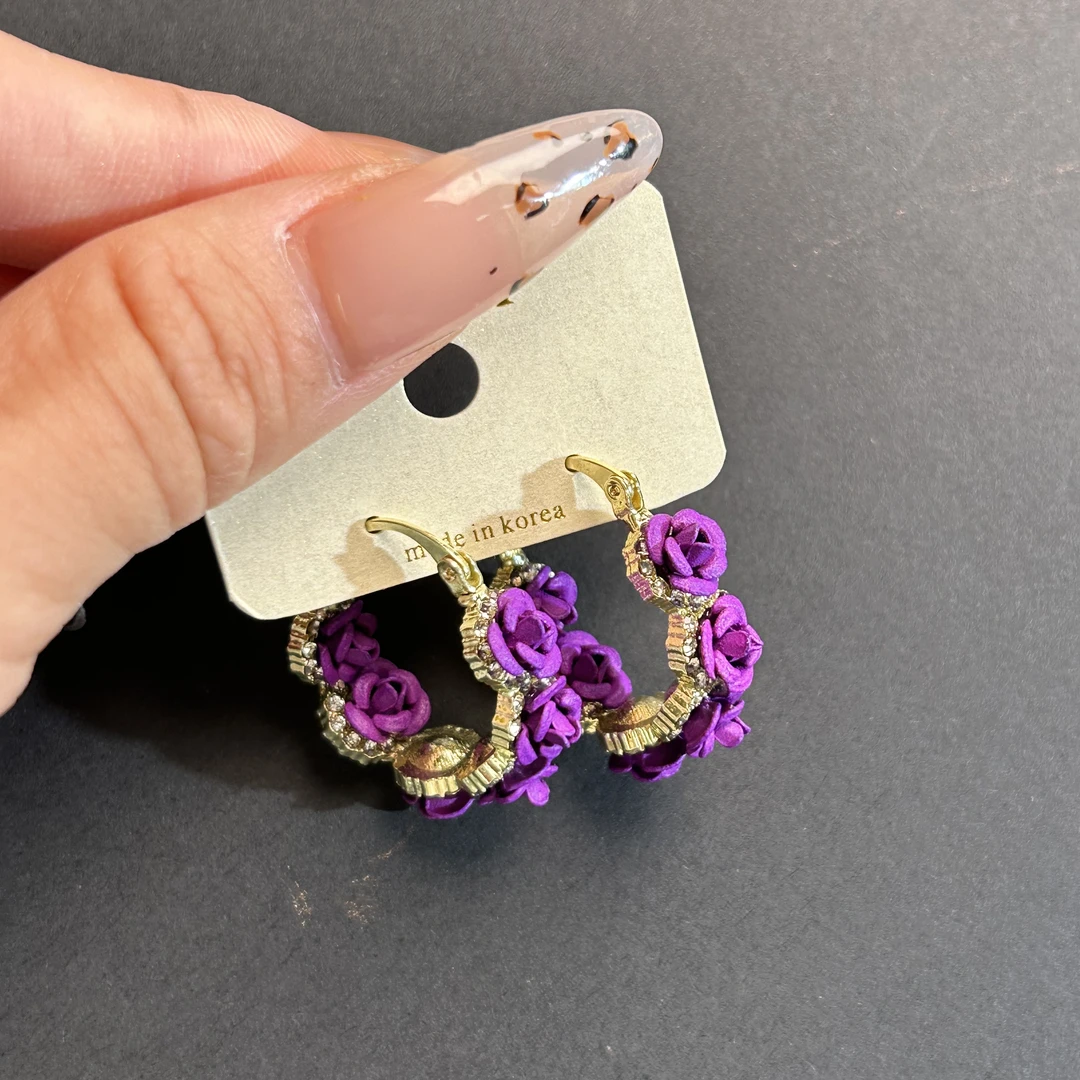 铜合金耳饰 【002】秋冬款精致玫瑰花耳扣高级感名媛风精致轻奢耳环