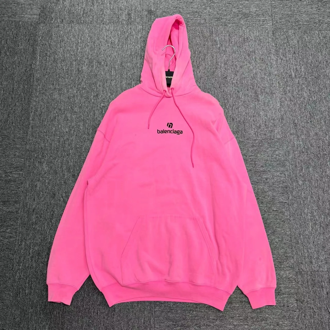 Balenciaga 刺绣字母 粉色帽衫/09259/s码/95新/公价：7700