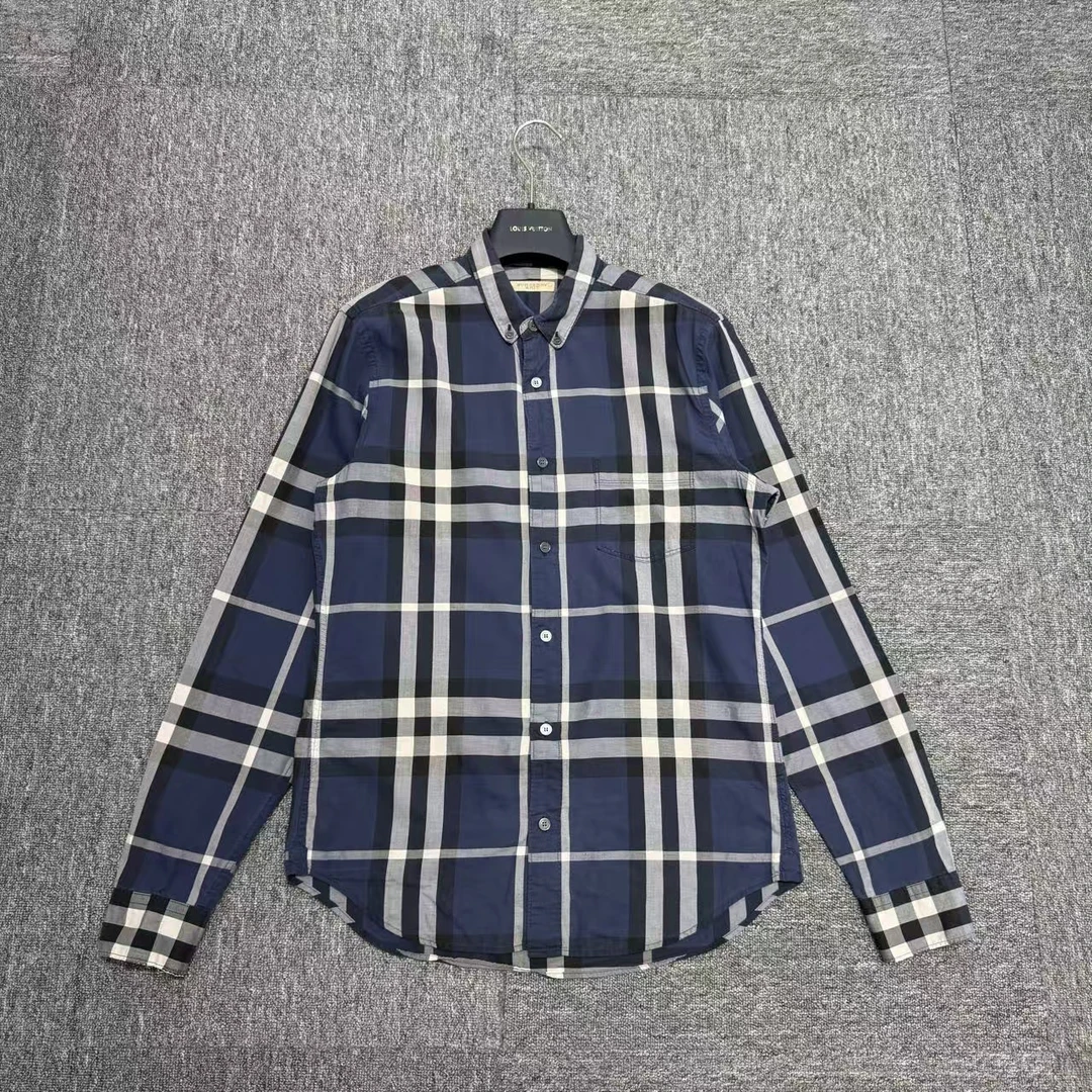 Buberry 经典蓝色格纹衬衫/11461/s码/98新