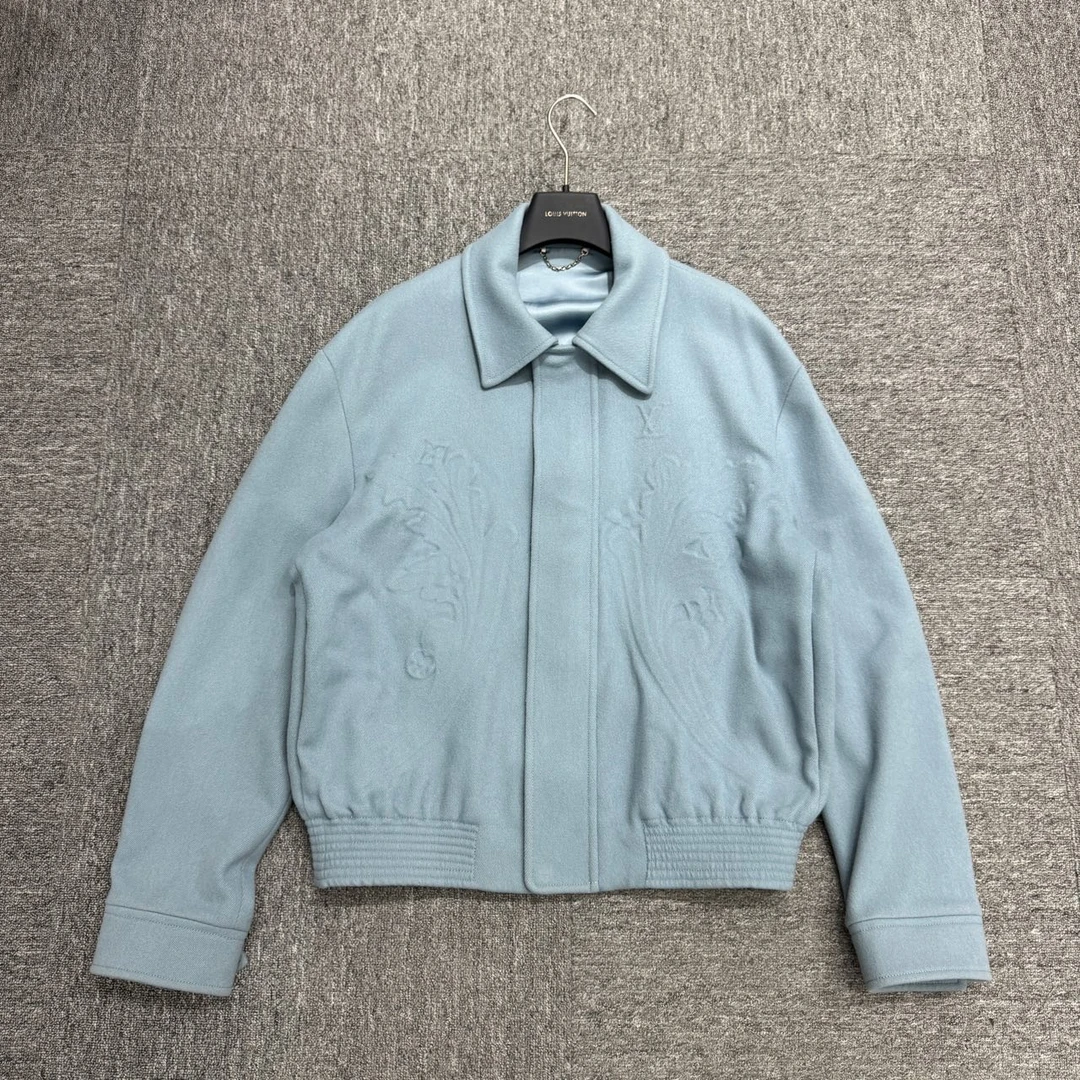 louis vuitton lv 蓝色浮雕羊毛夹克/50码/98新/11728