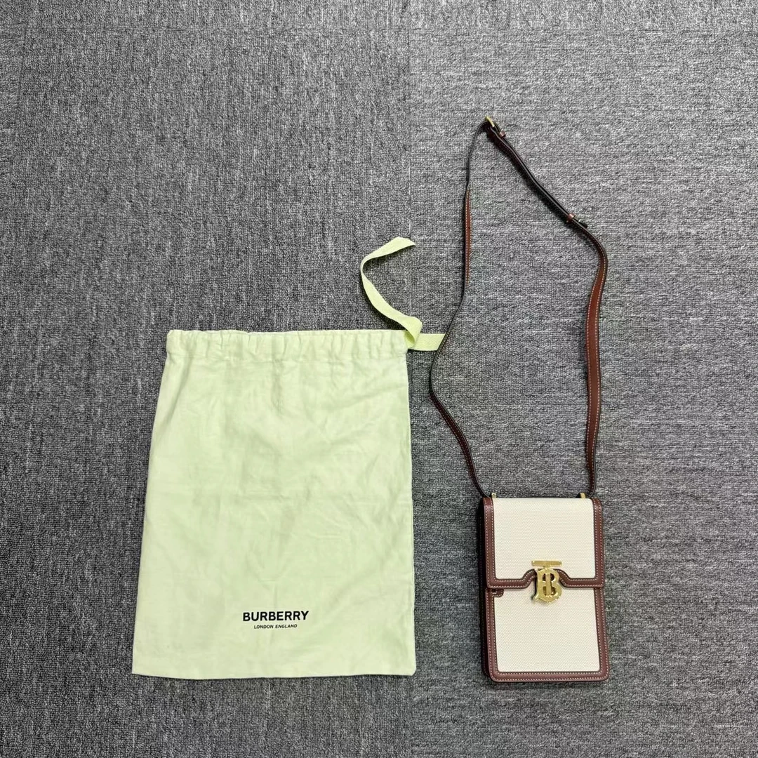 Burberry Robin帆布拼皮手机斜挎包手机包/09096/99新