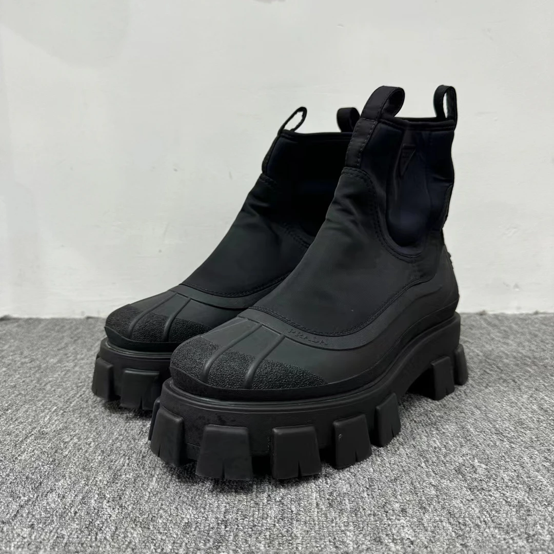 Prada普拉达 Monolith尼龙拼接猎鸭靴短靴 /08494/尺码44.5/95新