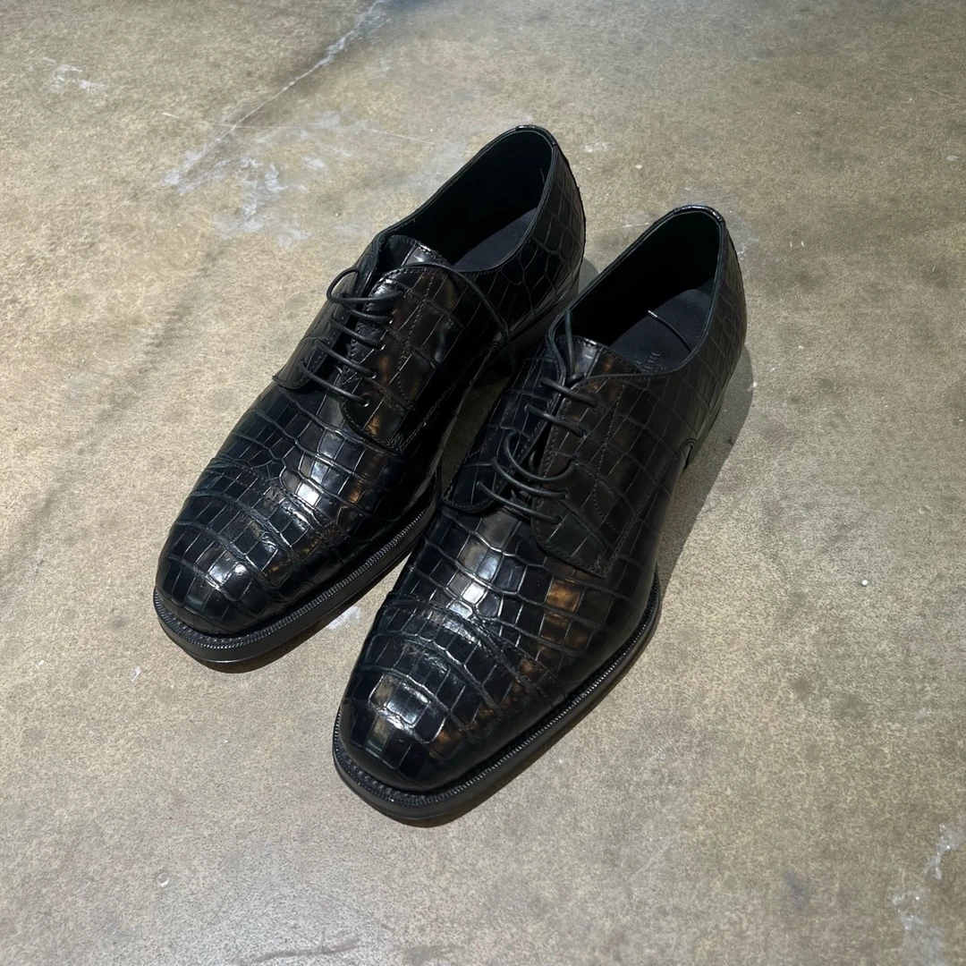 Hermes 鳄鱼皮 皮鞋/尺码：41.5