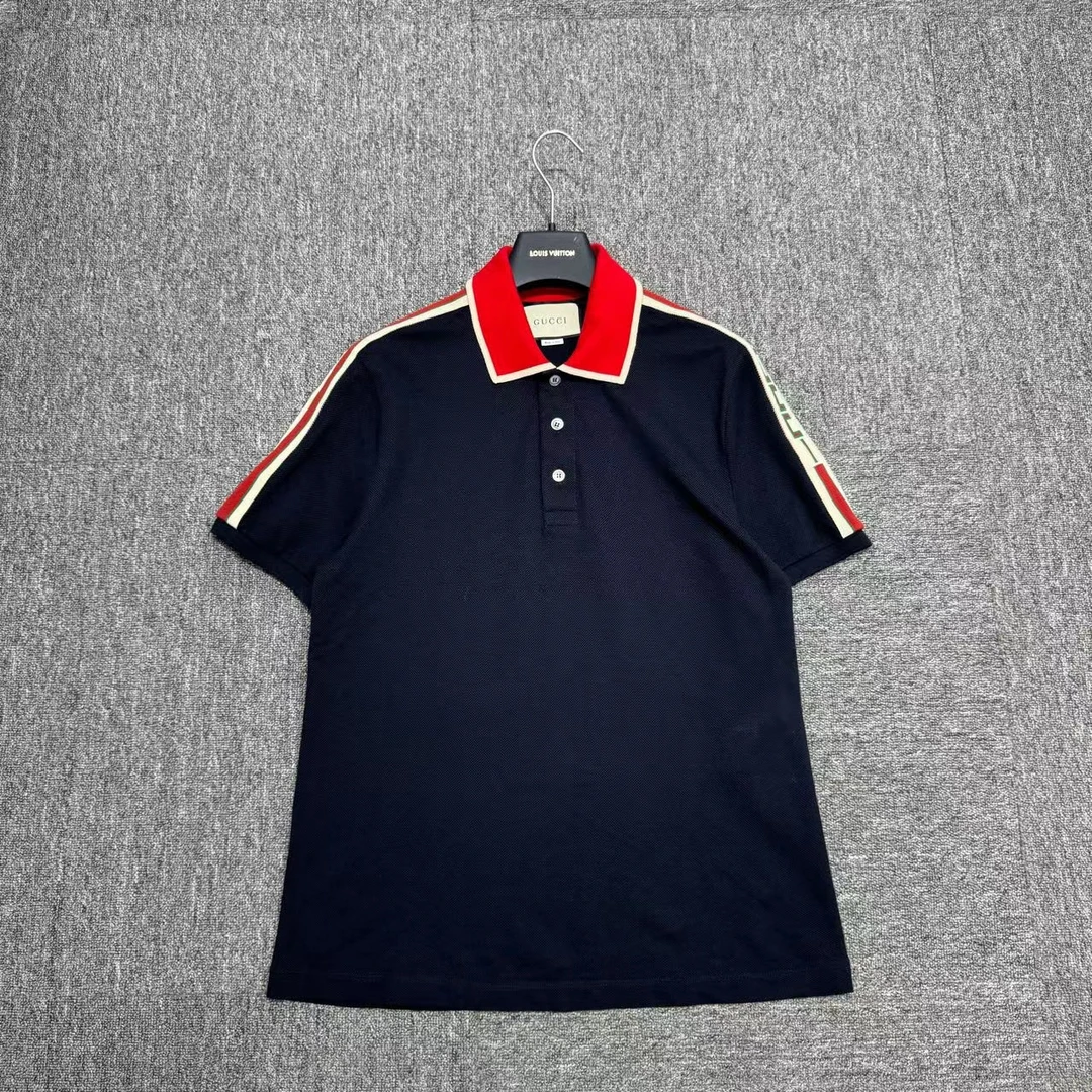Gucci 古驰侧边Logo条纹短袖Polo衫 /11245 /M码 /98新