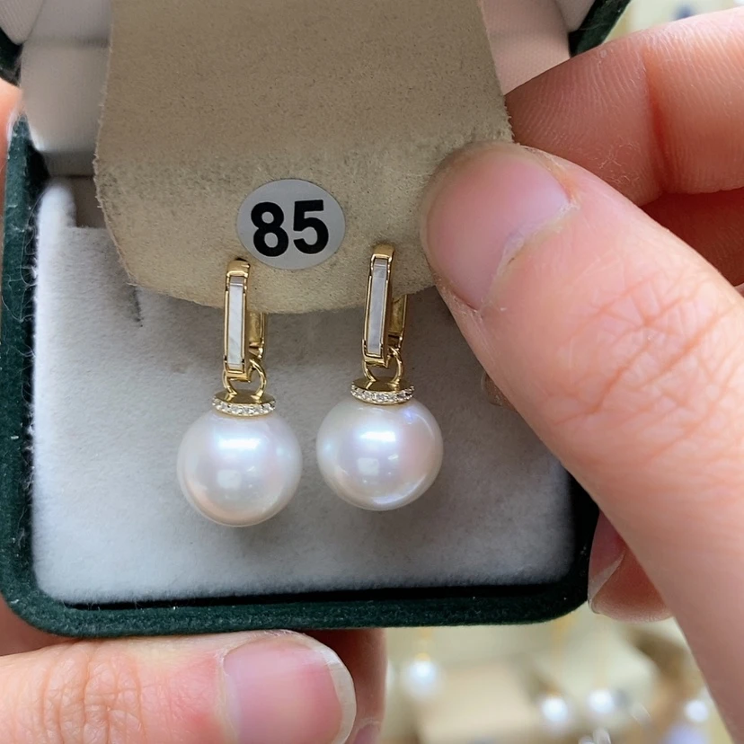 【闪购商品】淡水珍珠耳饰银S925镀金镶嵌