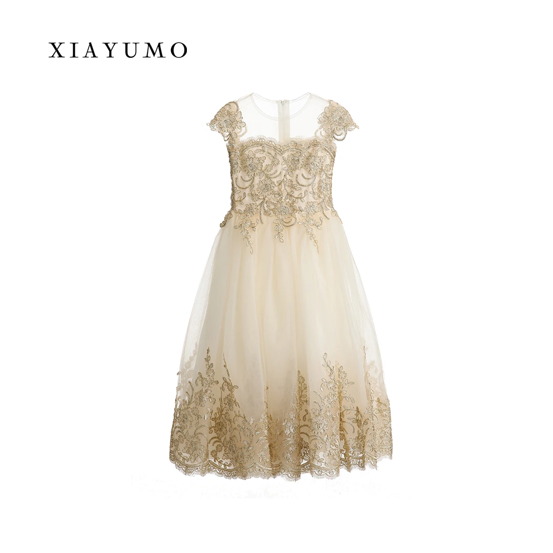 MWL405AA85夏羽墨儿童公主裙主持人钢琴演出花童婚礼小女孩连衣裙