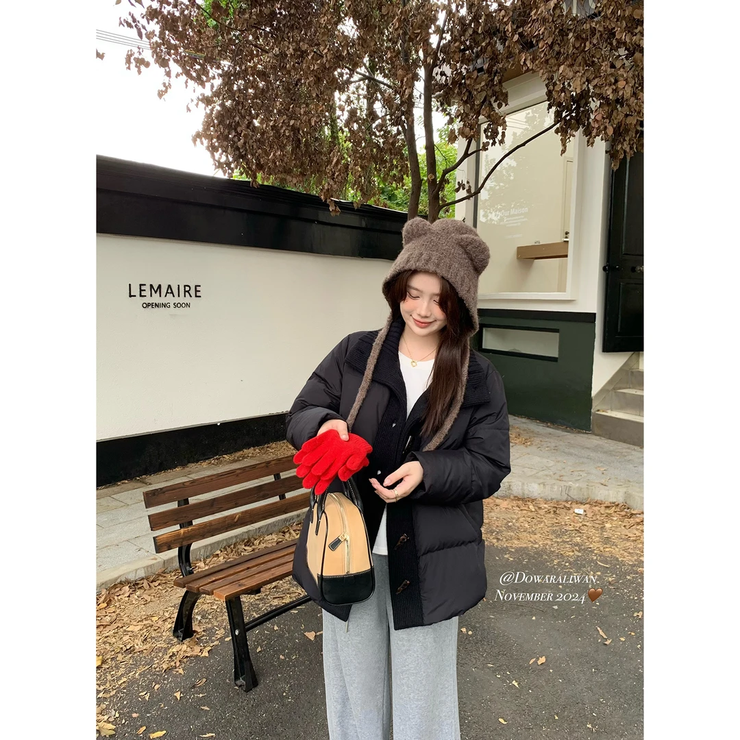 大婉酱微胖定制羽绒2024高级感面包服加厚白鸭绒韩版外套7034D