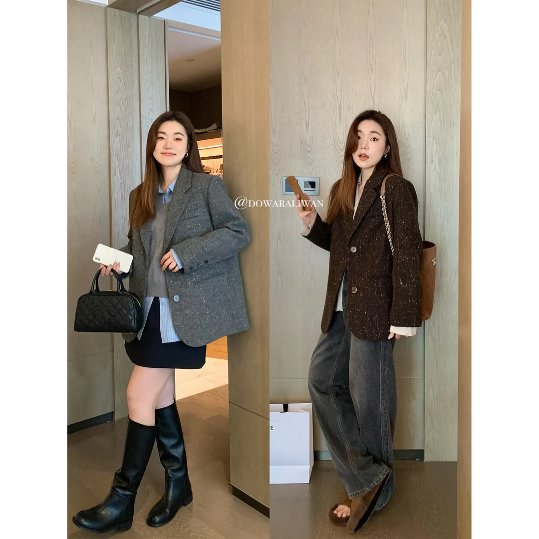 现货折扣4053D大婉酱微胖定制 高级感气质西装外套