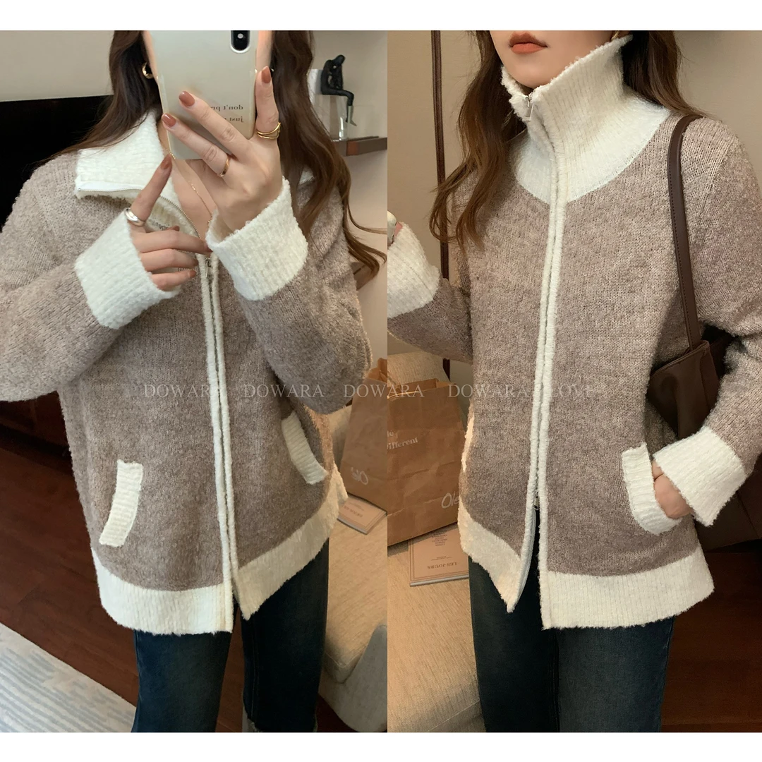 现货折扣4386D大婉酱微胖定制秋冬毛衣针织衫柔软针织外套