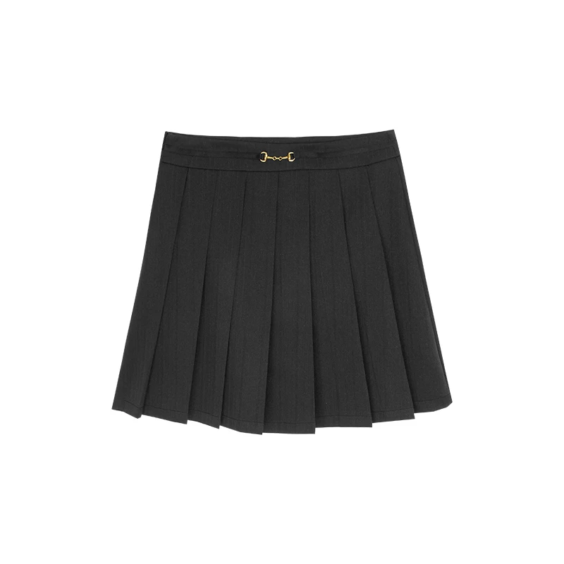 现货4013D大婉酱微胖定制 韩版百搭显瘦减龄气质竖纹百褶裙半身裙