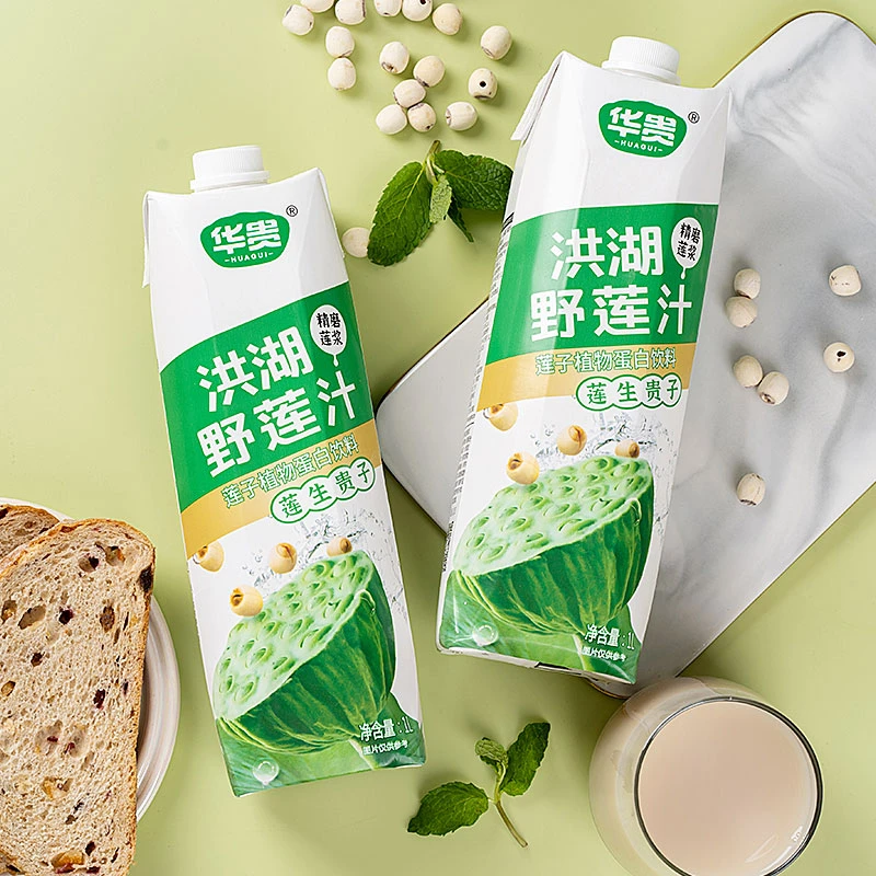 洪湖野莲汁1000ml*2盒利乐装家庭装宴会饮品植物蛋白饮料现磨原浆