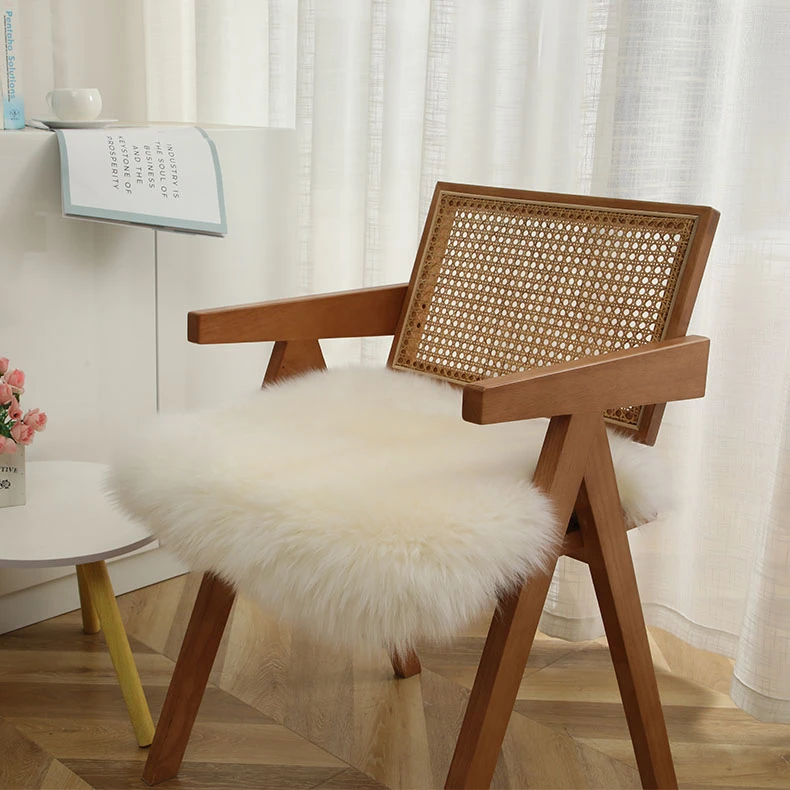 整张羊皮裁剪羊毛沙发垫座椅垫纯羊毛椅子垫单人坐垫方垫凳子垫子