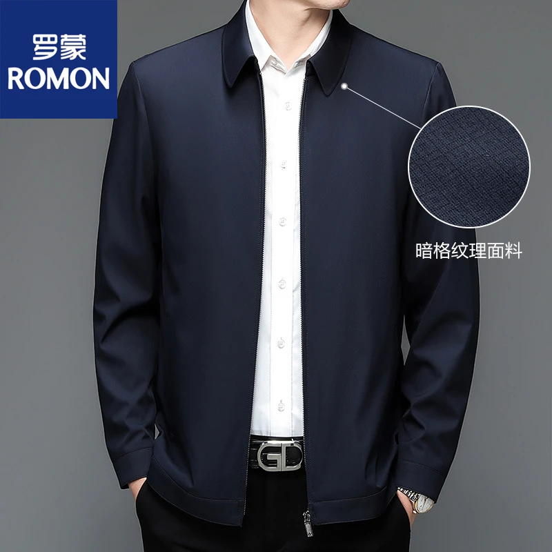 Romon/罗蒙爸爸装春秋季男装中老年休闲行政夹克外套商务装高档