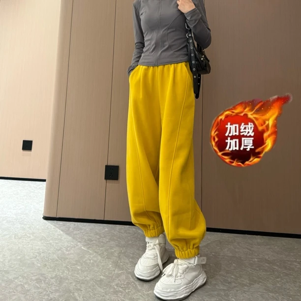 811新款（加长版）2025冬季新款慵懒风宽松百搭抽绳加绒加厚束脚裤