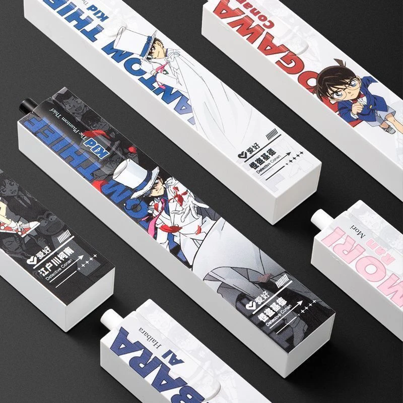 爱好按动中性笔子弹头0.5黑色刷题笔按压式水笔签字笔柯南联名笔