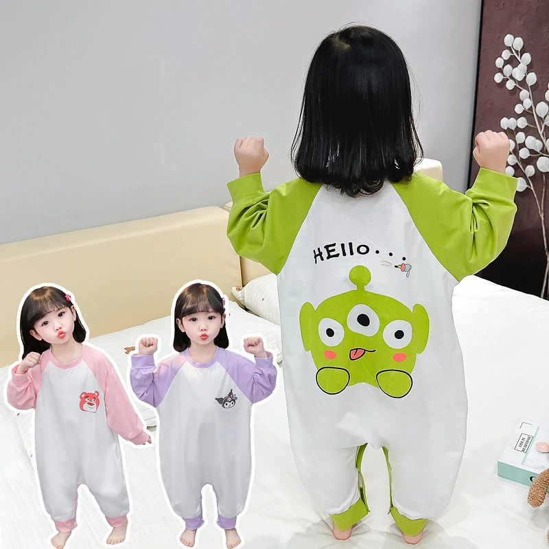 【卡通睡袋】新款儿童连体睡衣全棉长袖男女童家居服防着凉睡裙科学