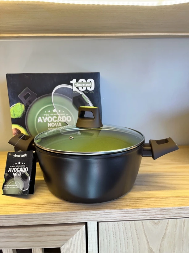 Amercook阿尔菲塔麦饭石煲汤煮面汤锅进口炖锅燃气电磁炉通用24cm