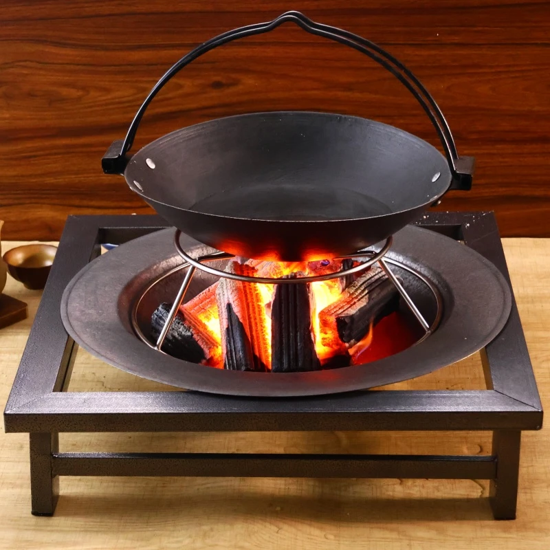 老式铸铁烤火盆烤火炉取暖炉冬季农村家用柴火木炭火盆室外烧烤架