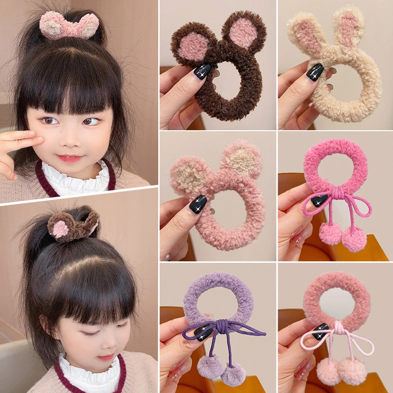 儿童发绳毛绒头绳女童扎头发皮筋不伤发发圈女孩扎马尾橡皮筋发饰