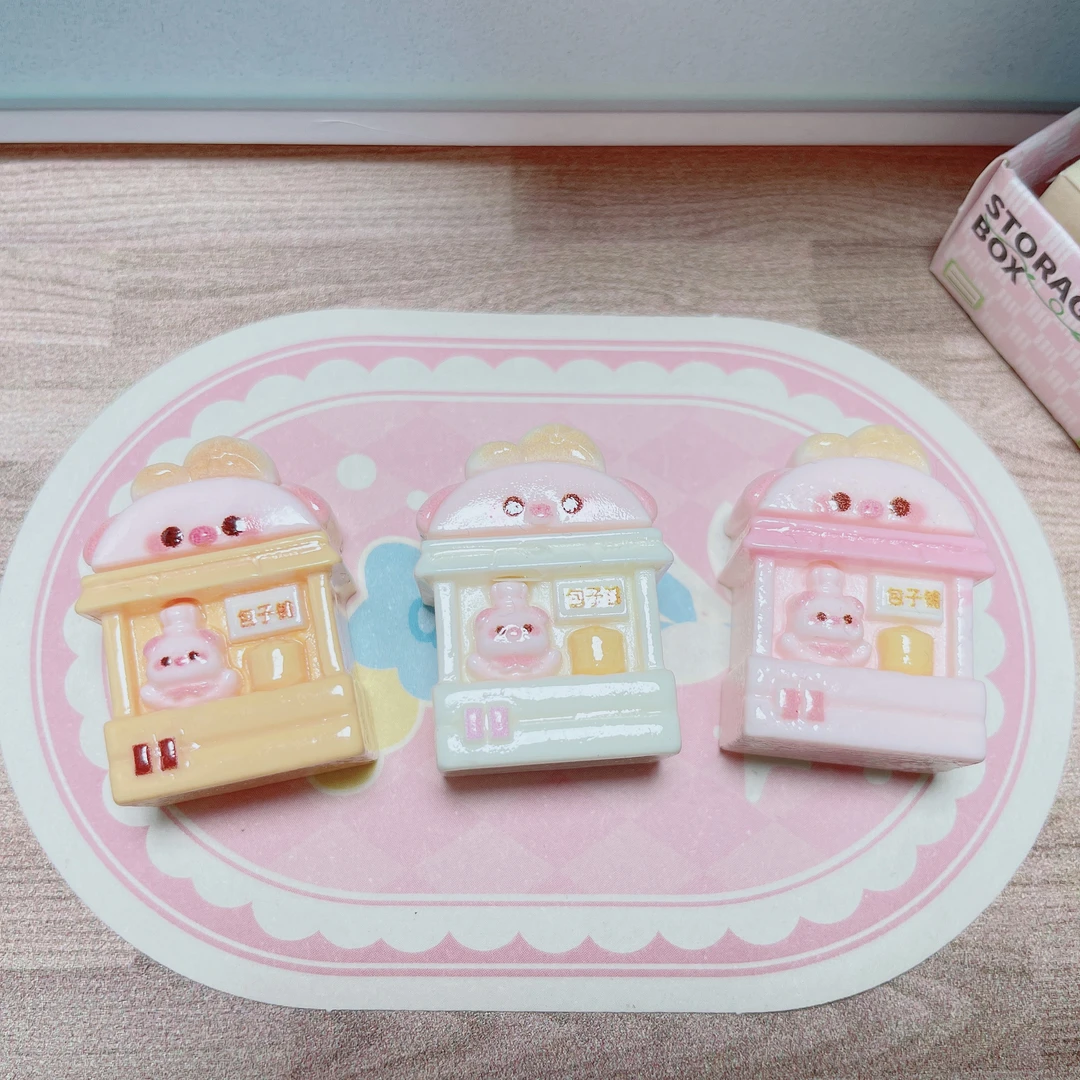 仿真 食玩高货微缩小猪包子铺 发饰挂件吊坠洞洞鞋装饰树脂配件~