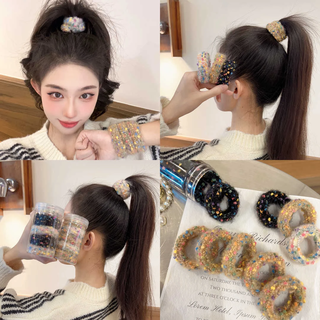 秋冬新品彩色人气宽发圈发饰日韩风气质简约扎头皮筋加粗头绳头饰