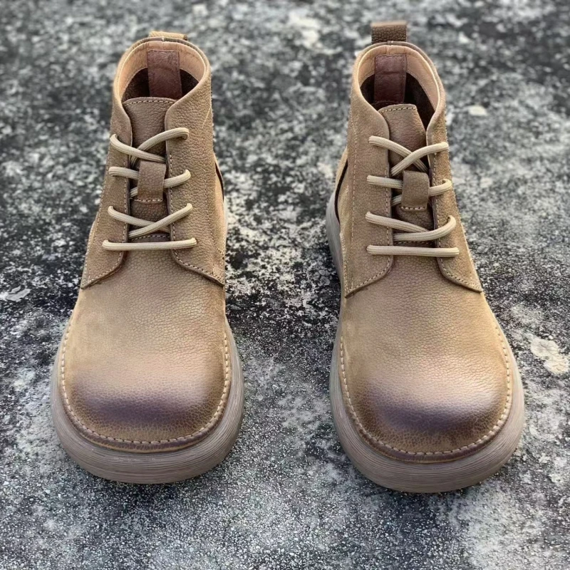 秋冬季男鞋透气男休闲高帮皮鞋防滑软底软面时尚百搭舒适马丁靴