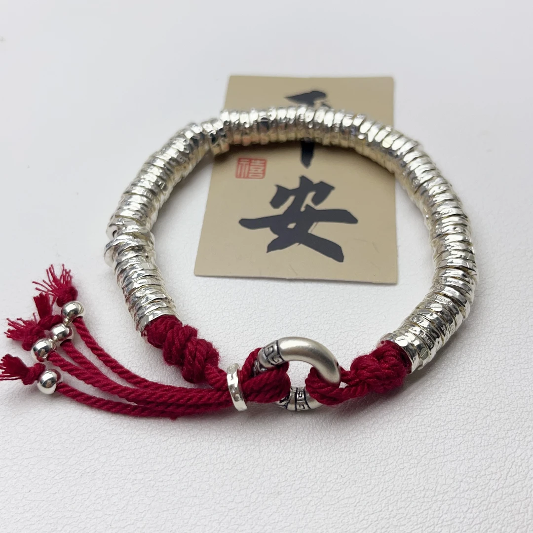 足银手链 足银999满串简约大气爆品盘缠情侣款闺蜜款送人生日礼物