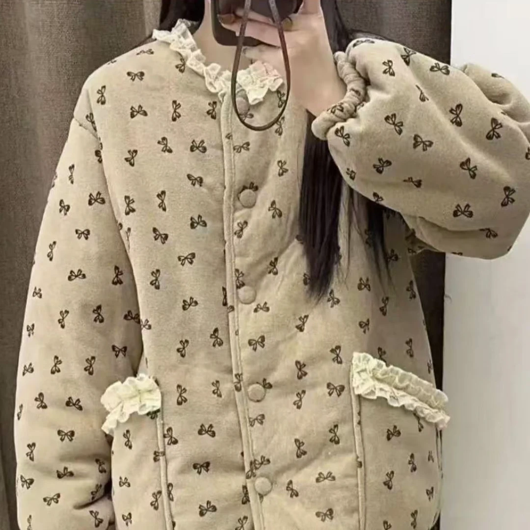 小香风时尚套装女冬季加绒加棉三层可外穿家居服短款套装保暖