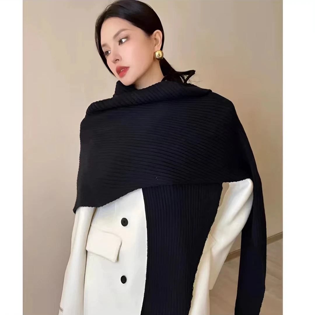 福利~~~~~~~秋冬黑色小众设计感百搭时尚针织披肩