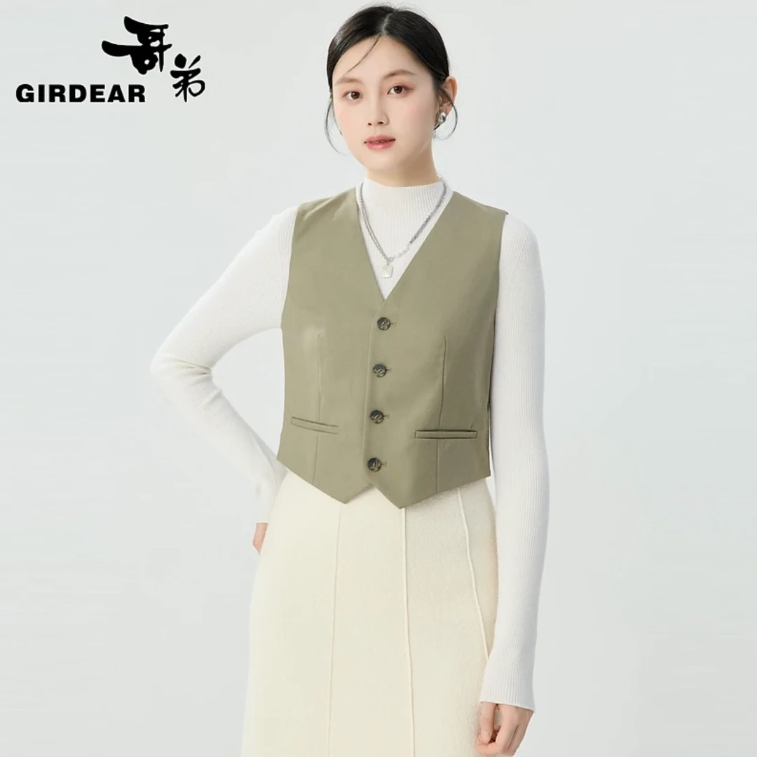 哥弟品质女装新款时尚百搭潮流直身型帅气利落西装马甲女1400808