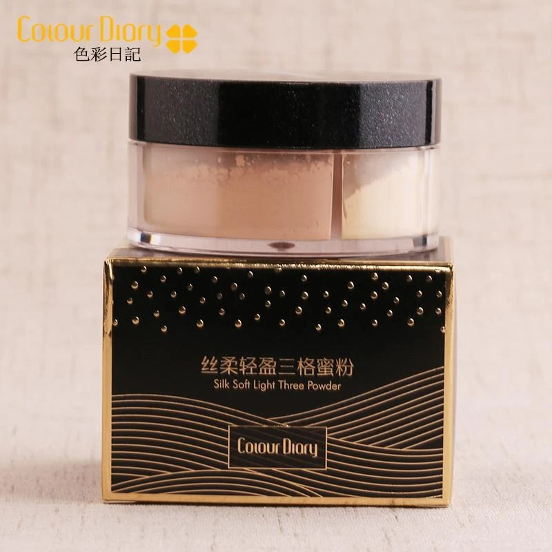 色彩日记丝绒轻盈三格蜜蜂定妆粉控油持久遮瑕防水白皙保湿修容