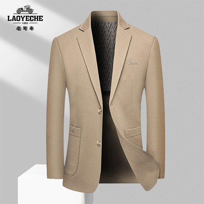 老爷车高档毛呢秋冬季加厚男士休闲西装外套商务休闲修身毛呢西服