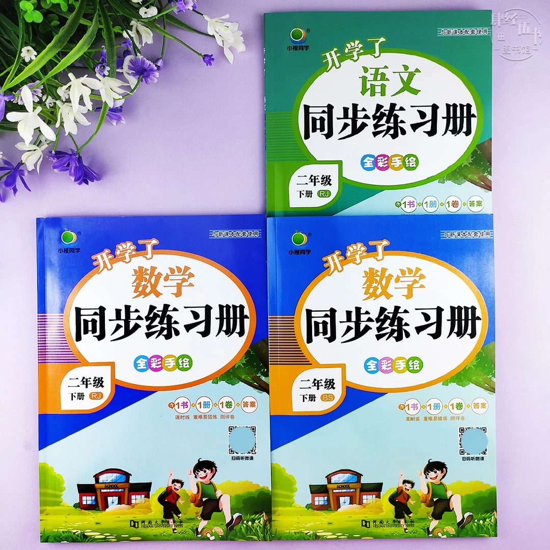 人教版同步练习册语文数学二年级下册课本配套同步北师大版全彩版