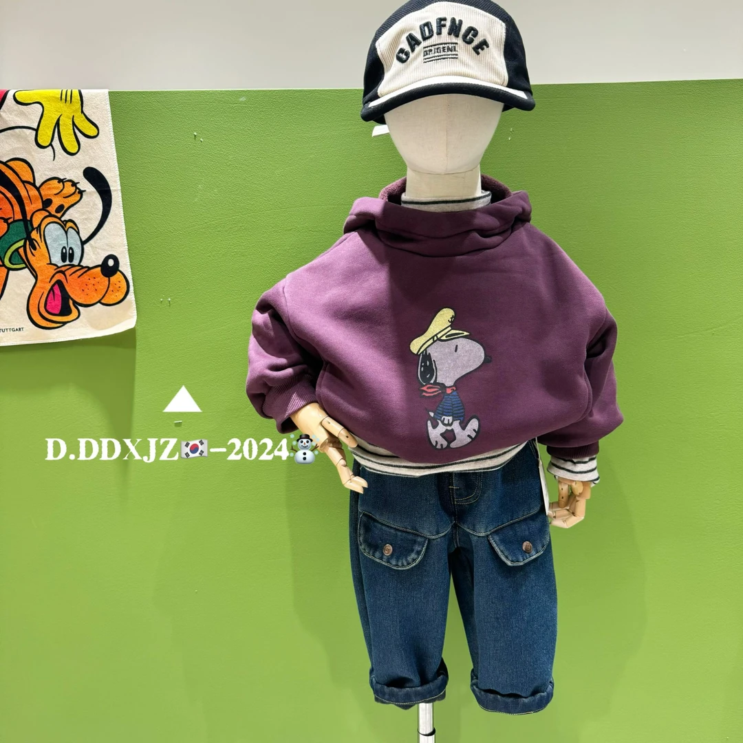 【冬款 新款】滚滚家原创冬季儿童韩系卡通小狗加绒戴帽卫衣85031