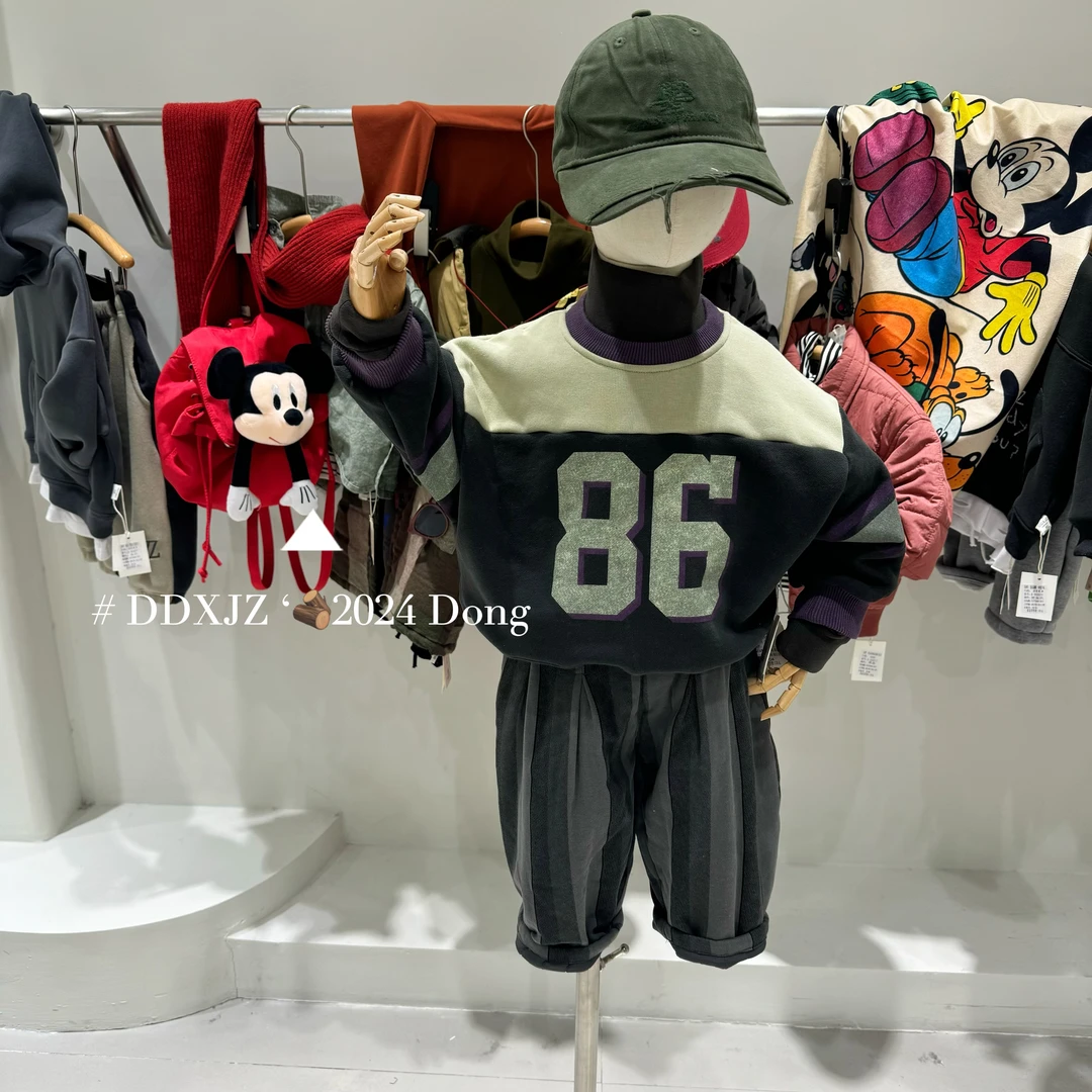 【冬款上新】滚滚家 原创 品牌儿童韩系字母拼色加绒卫衣 85082