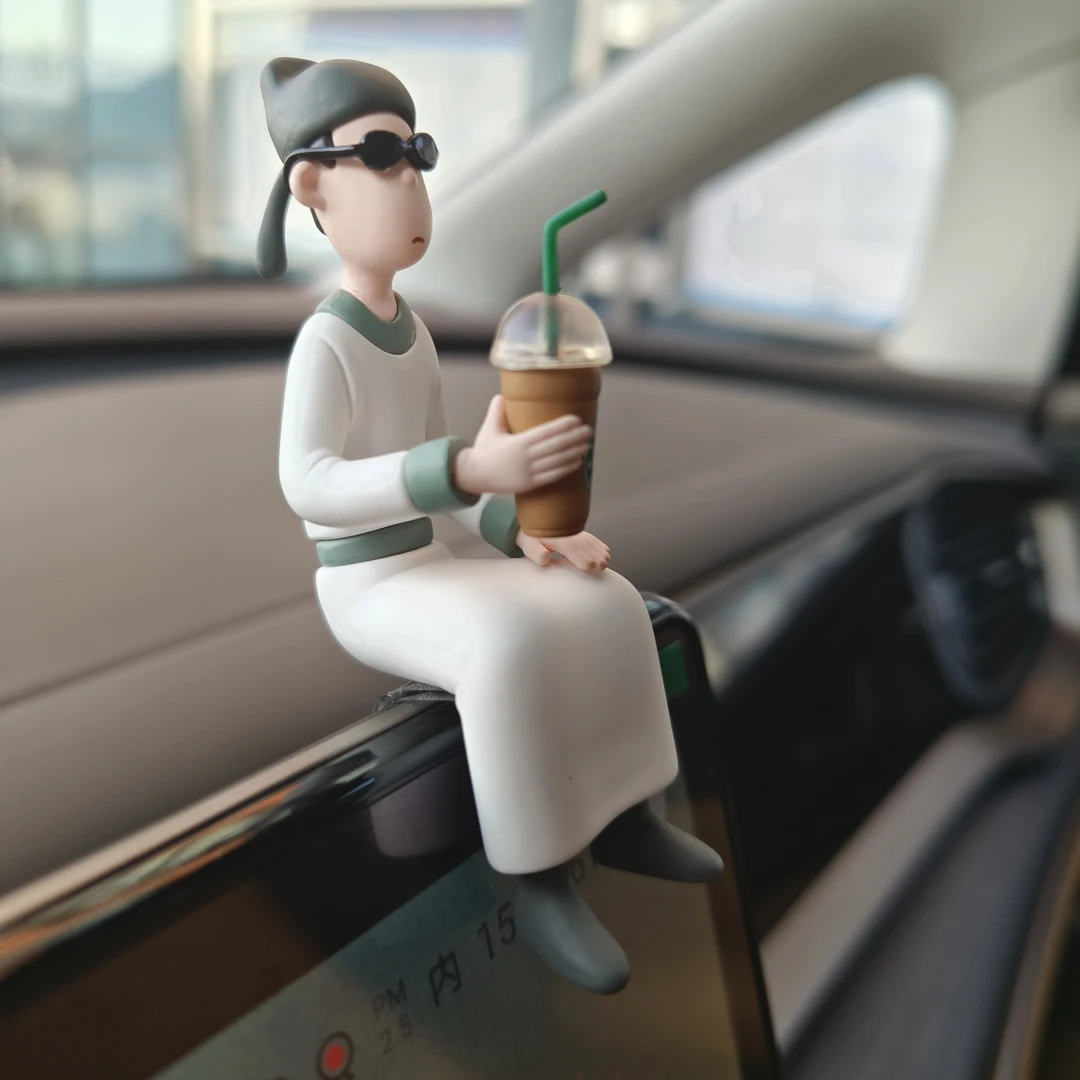 个性墨镜诗仙国风古代潮玩车载车内汽车摆件手办家居摆件小物件