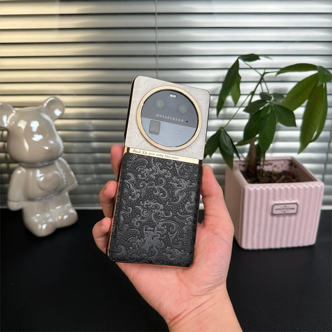 适用OPPOFindX6手机保护壳FindX6Pro新款素皮祥云龙纹国风防摔壳