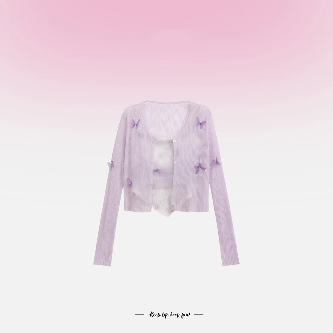 夏季穿搭甜美蝴蝶吊带百搭显瘦温柔时尚套装L591720