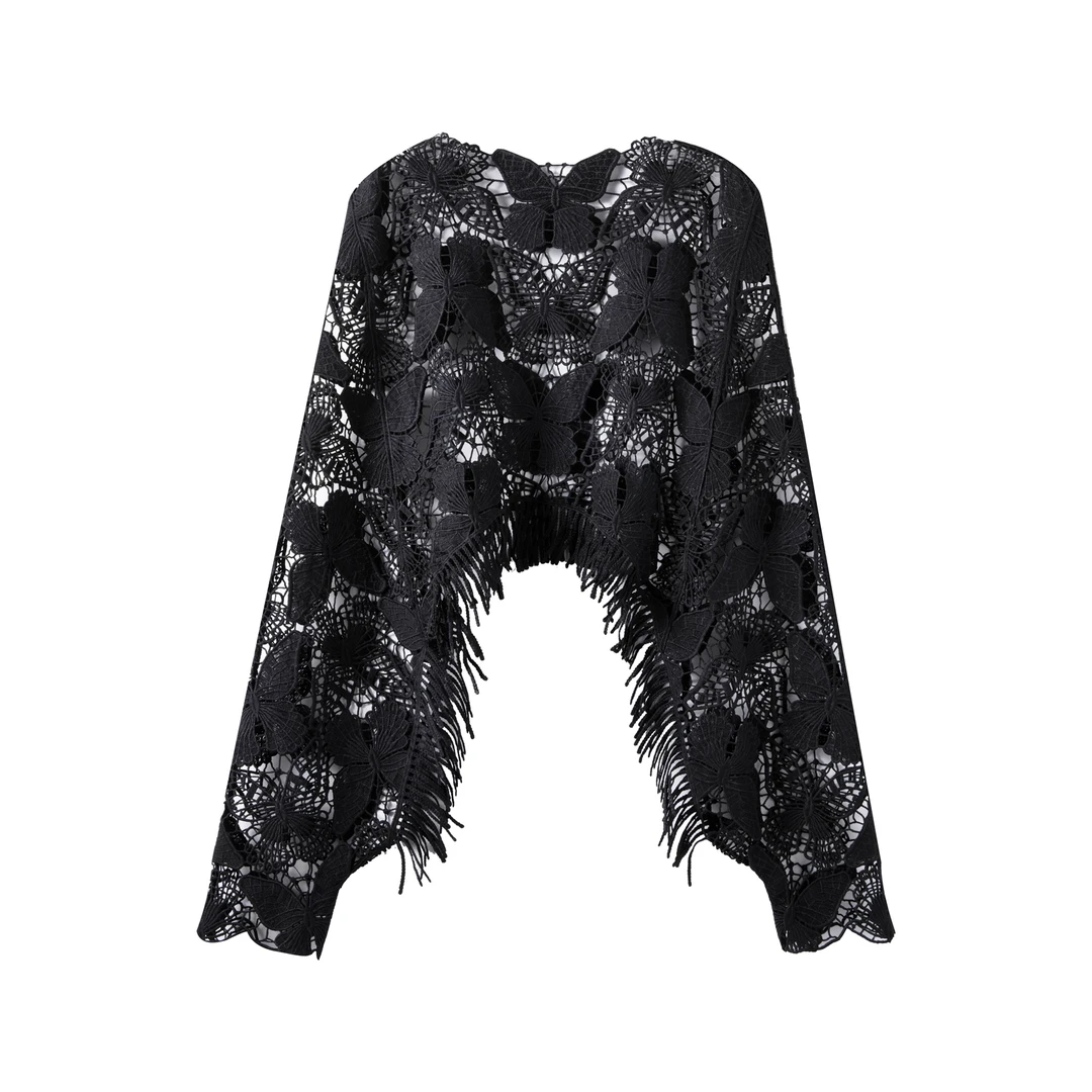 秋季新款设计感蝴蝶小众百搭镂空神秘感上衣F593100